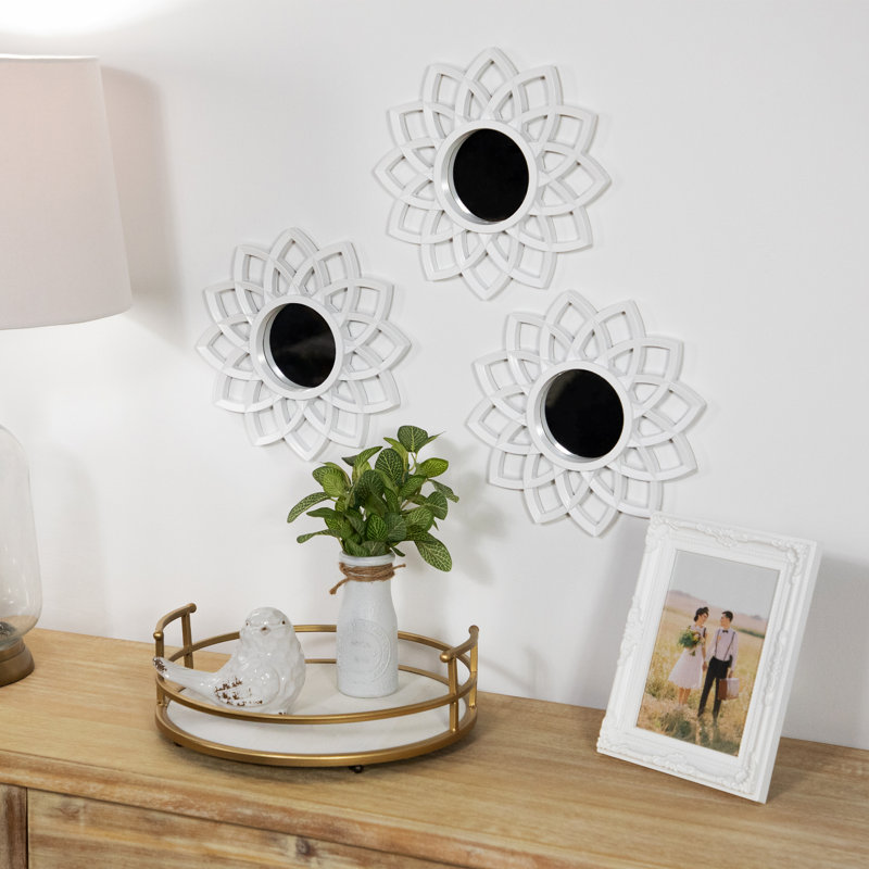 Miroir floral mat arqué 10 po, Argent, H 10 po x l 10 po x P 0,5 po