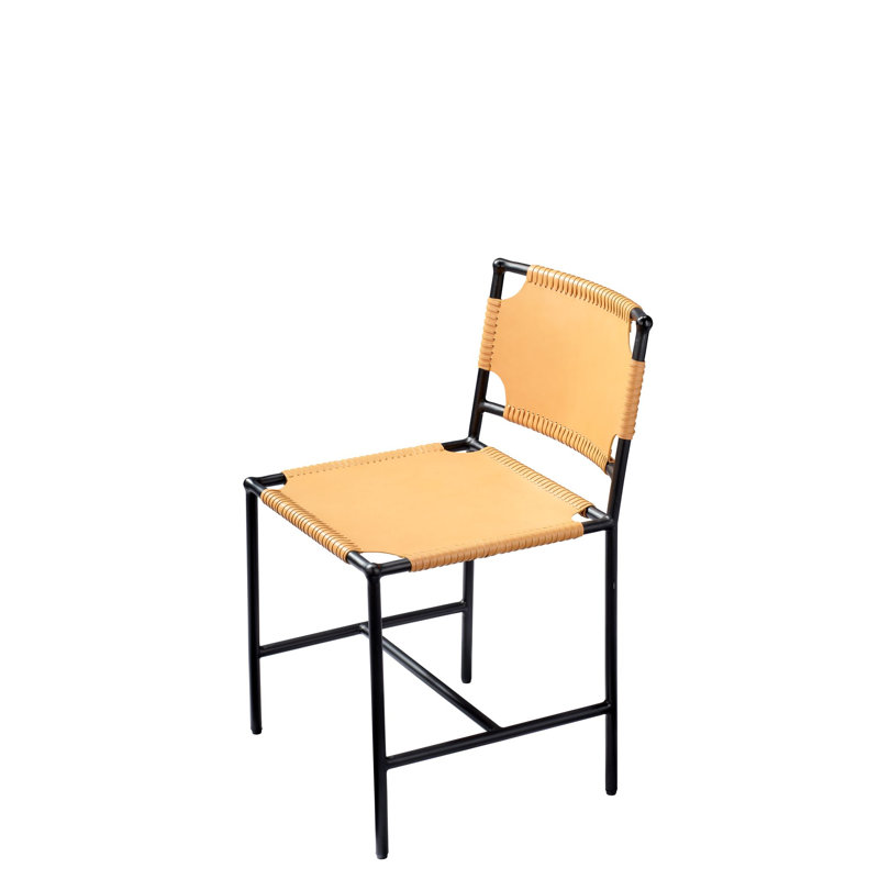 Asher Leather Upholstered Side Chair, Brown
