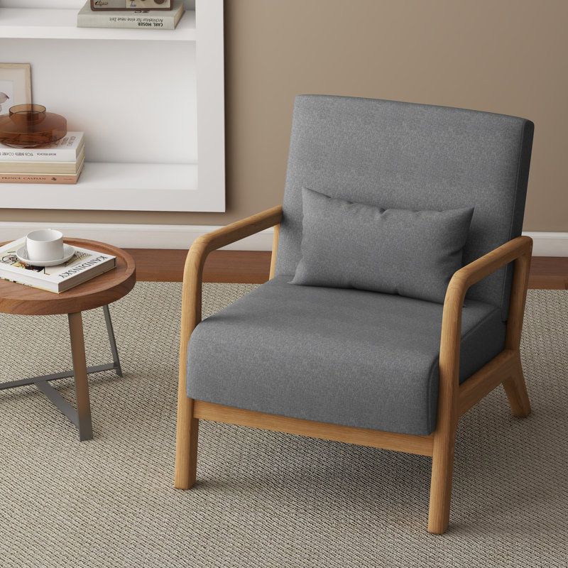 Fauteuil d'appoint Jyrin de 25,8 po de largeur Mid Century, Mélange de polyester gris