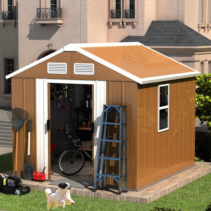 Remise de rangement extérieure 6 * 4 pi avec fenêtres, remise à outils de jardin en métal avec porte verrouillable et ventilation