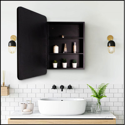 Armoire à pharmacie murale ou à miroir encastrée en métal durable avec miroir, parfaite pour un décor moderne et classique.