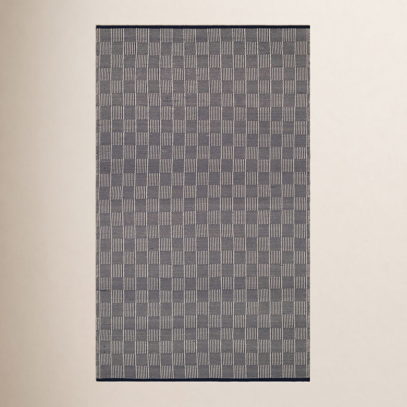 Tapis intérieur / extérieur bleu marine Squares, Rectangle 4 pi x 6 pi