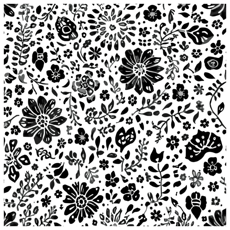 Édredon noir à imprimé floral, Simple extra long