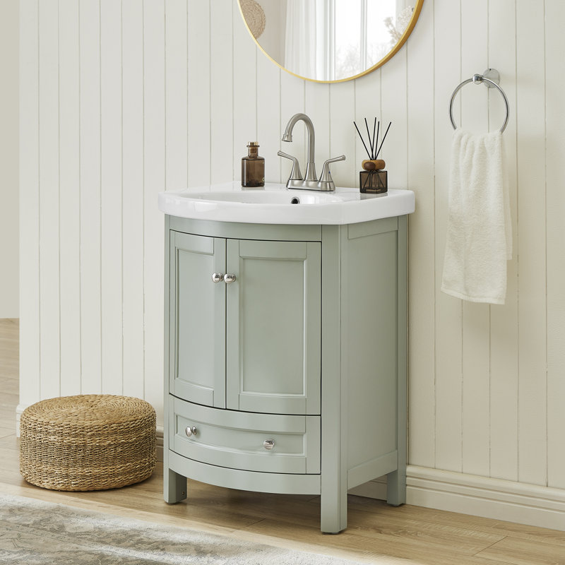 Thibeault 24'' Single Bathroom Vanity with Ceramic Top, Gray