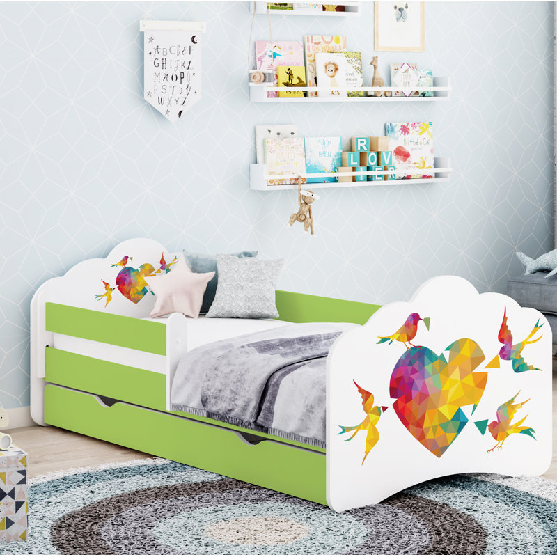 Calabrese European Toddler Bed Frame with Drawers, Green, 80 x 160cm