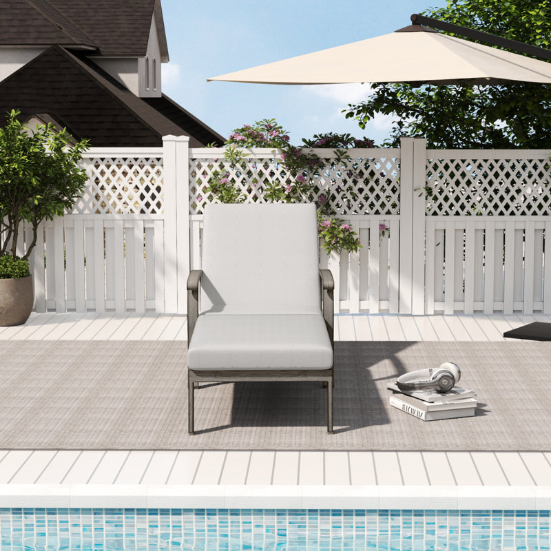 Chaise longue inclinable longue avec coussins 62,2 po Marjolein