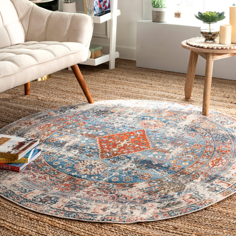 Afreena Oriental Blue/Orange Area Rug