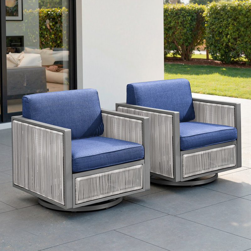 Fauteuil oscillant d'extérieur Trinie, Bleu