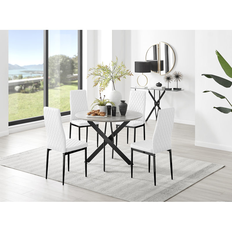 Eubanks 4 - Person Dining Set, White/Black