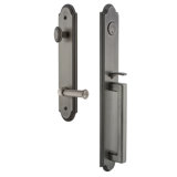 Arc Handleset with Single Cylinder Deadbolt and Georgetown Door Lever and Rosette