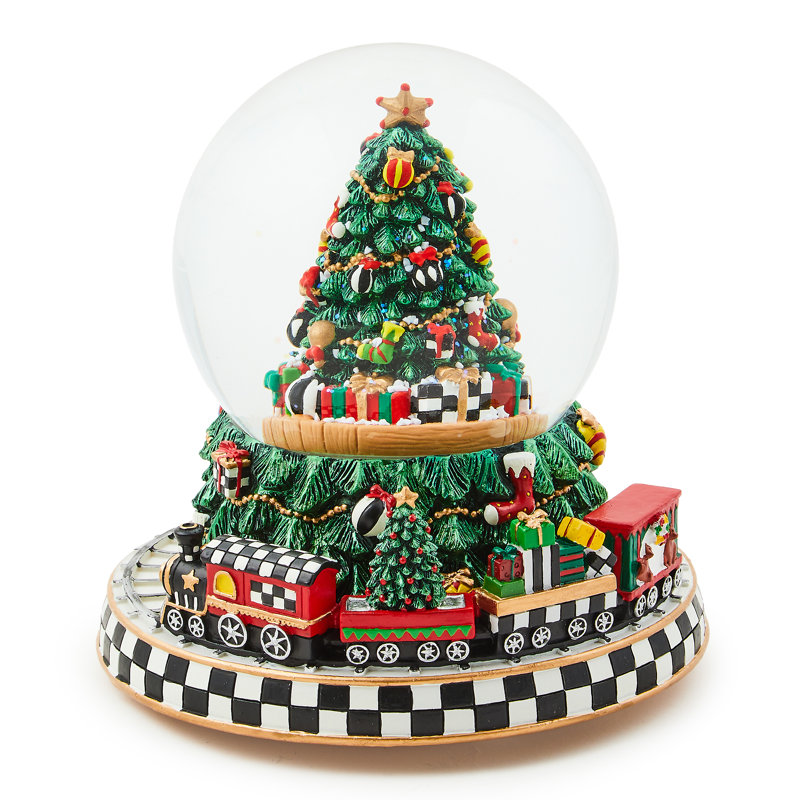 Cozy Christmas Tree And Train Snow Globe