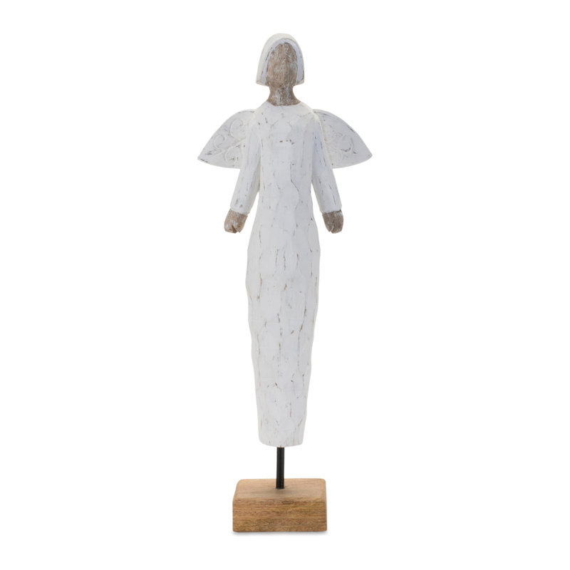 Mango Wood Angel Sculpture 18.5"H