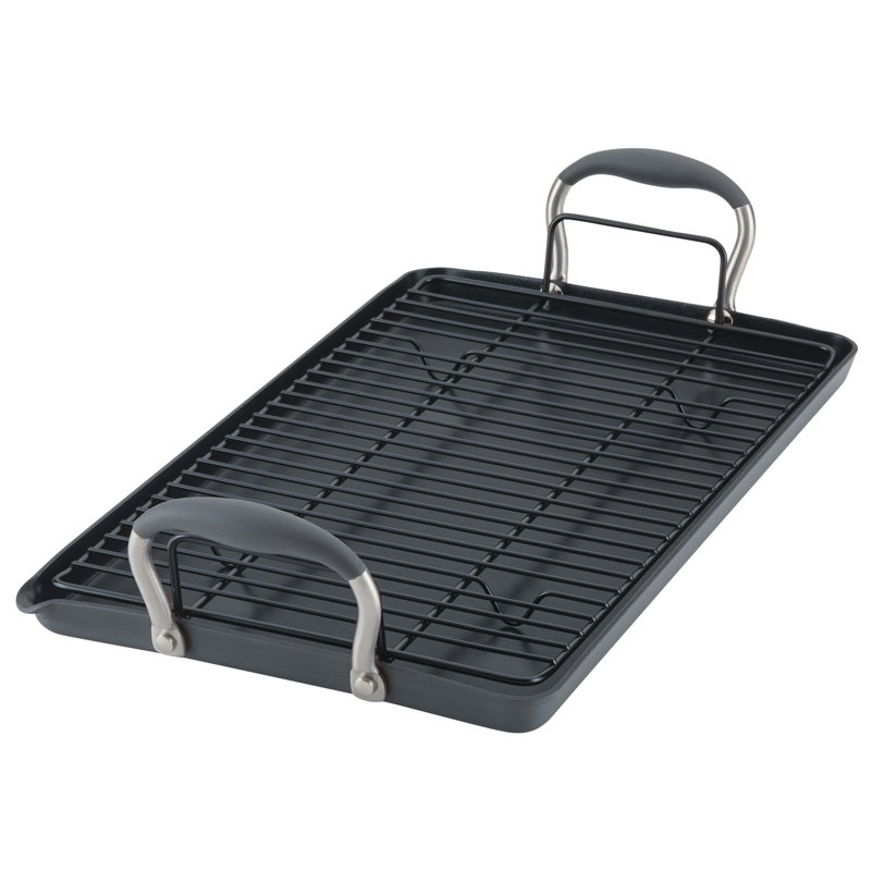 Anolon Advanced Home Hard Anodized Nonstick Double Burner Griddle, 10 Inch X 18 Inch, Gray