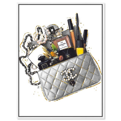 Doll Memories - Grey Treasure Bag Canvas Fashion Wall Art by Art Remedy