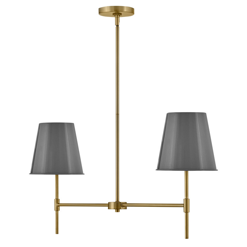Blake 2 - Light Steel Dimmable Drum Chandelier, Lacquered Brass/Gray