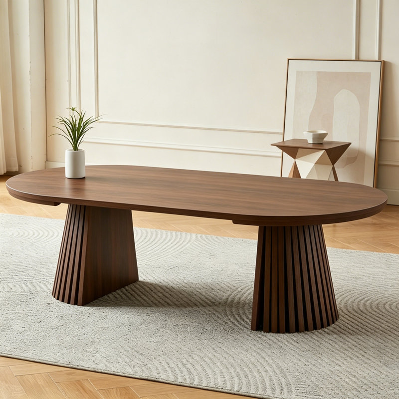 Table basse ronde en bois avec pieds amovibles et pieds de table à lattes,