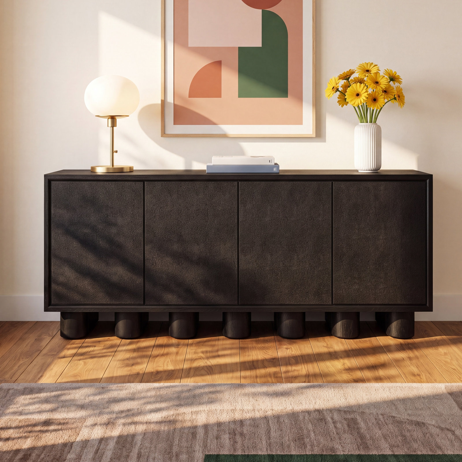 4-Door Sideboard Cabinet, Black