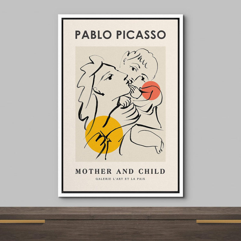 "Mère et enfant" par Pablo Picasso, "Nature sauvage", reproduction d'art classique, H 24 po x l 16 po x P 1,5 po, Cadre blanc