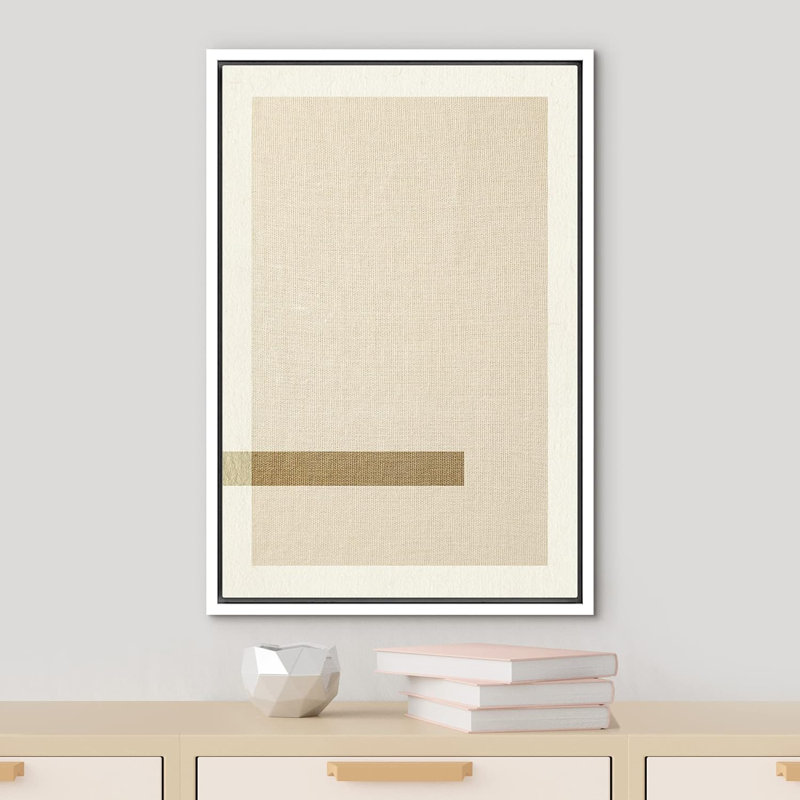 Lignes géométriques abstraites géométriques brun clair, Blanc, H 36 po x l 24 po
