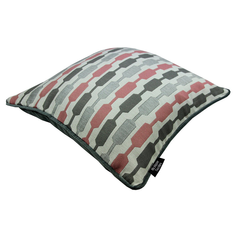 Lizeth Geometric Square Cushion, 60 x 60cm, Blush/Grey