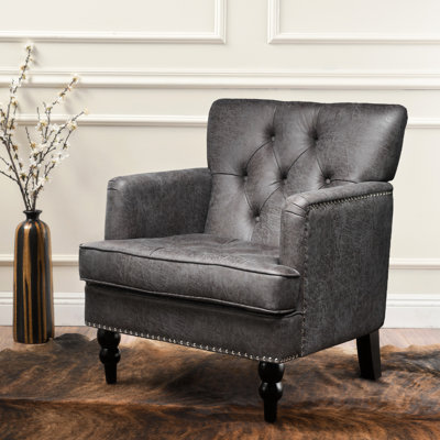 Fauteuil club moderne avec coussin en mousse et chaise en microfibre avec structure en pieds de bouleau