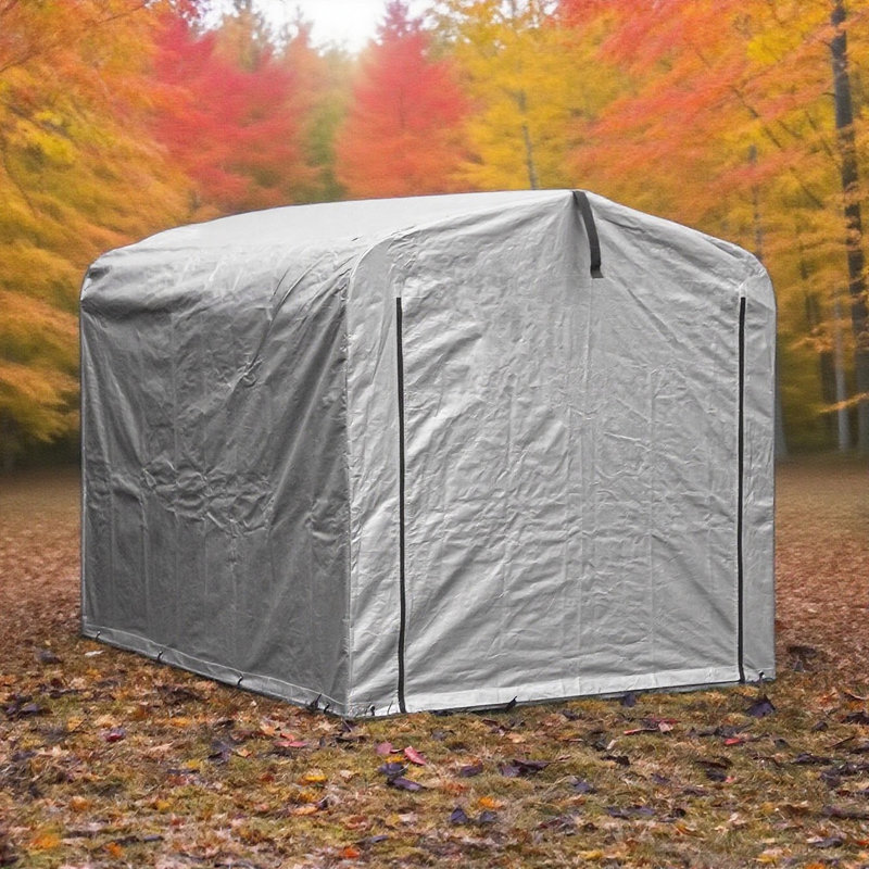 Stover 5 ft. W x 7 ft. D Polyethylene Dome Bike Shed, 163cm H x 120cm W x 176cm D, Light Grey