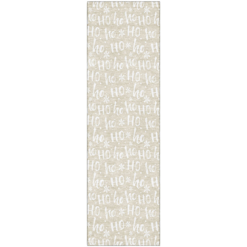 Premium Machine Washable Dockside AMF1814 HoHoHo Snowy Christmas Rug, Runner 2'3" x 7'6"