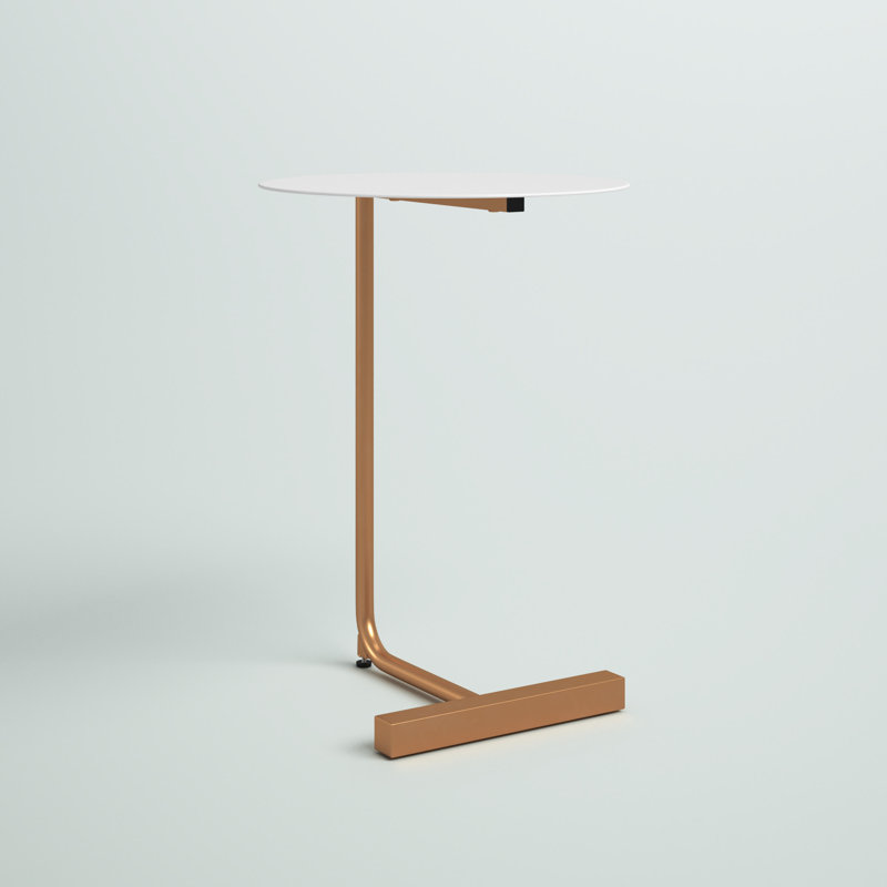Litch Iron Top End Table, White