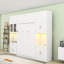Lit escamotable double en bois avec lumière DEL, armoires de rangement, station de charge et bureau-131279274
