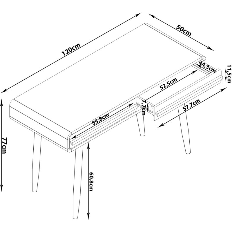 Sandtoft Writing Desk, Black, Grey