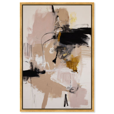 Obsidian Layer I Framed Canvas Print Boho Wall Decor by Art Remedy, Gold Frame, 16 x 24
