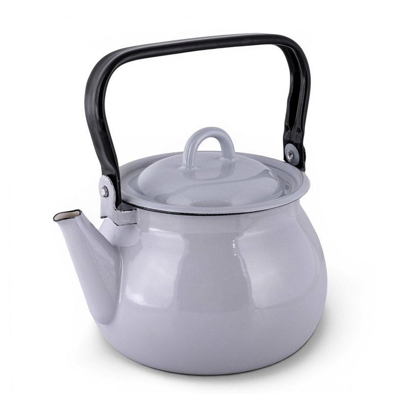 Bouilloire en émail de style ferme rétro, 2.7-Qt, Grey