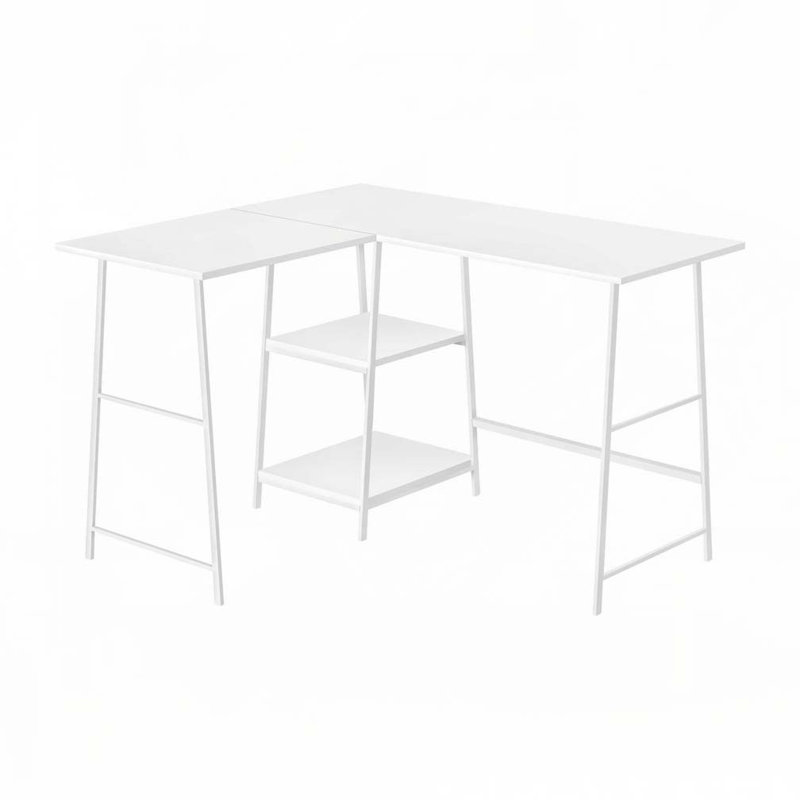Bureau d'ordinateur en L Home Office, Blanc / blanc