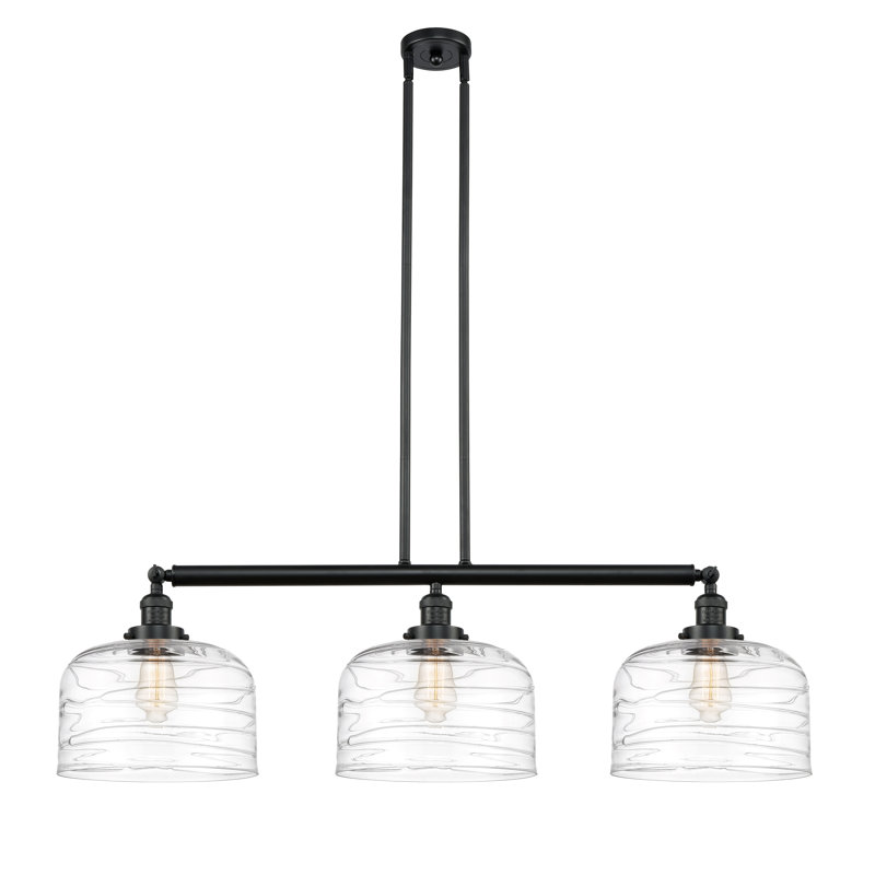 Bell - Luminaire suspendu pour îlot de cuisine 3 lumières 42 " , Grainé, Noir mat, Ampoule non incluse