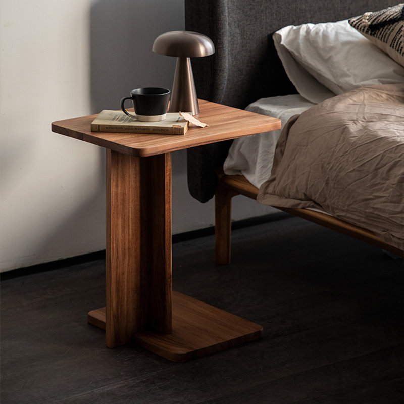 Scandinavian Pure Solid Wood Rectangular Sofa Side Table
