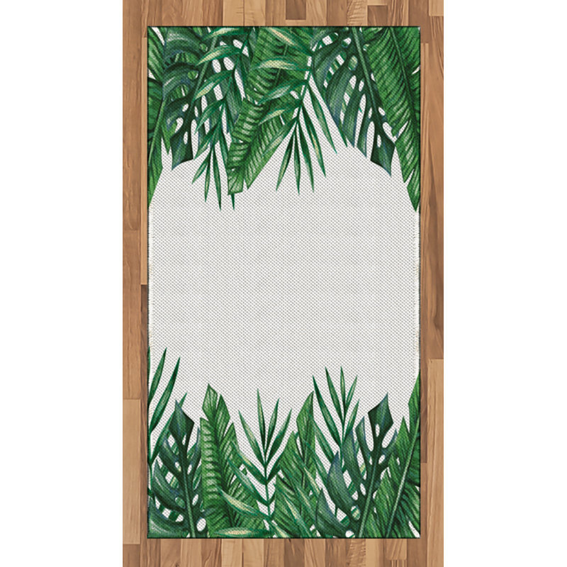 Palm Leaf High Density Long Fiber Poly Threads Decorative Area Rug Carpet, Rectangle 2'7" x 5'
