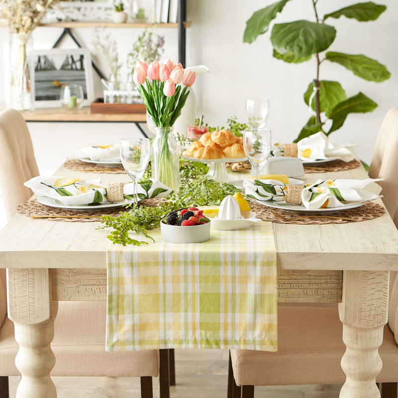 Chemin de table LEMON BLISS PLAID 14X72, L 72 po x l 14 po