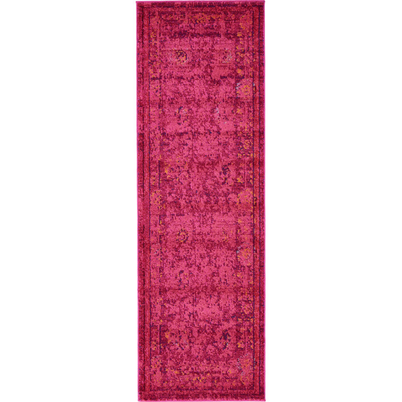 Tapis oriental rouge Nadene, Tapis de couloir 2 pi 7 po x 10 pi