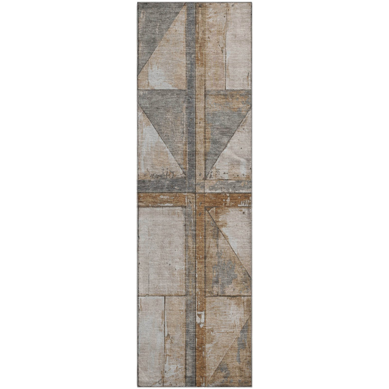 Premium Machine Washable Crestover AMF1876 Geometric Rug, Runner 2'3" x 7'6"