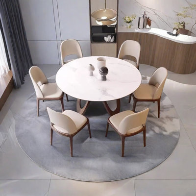 Solid wood rock slab round table