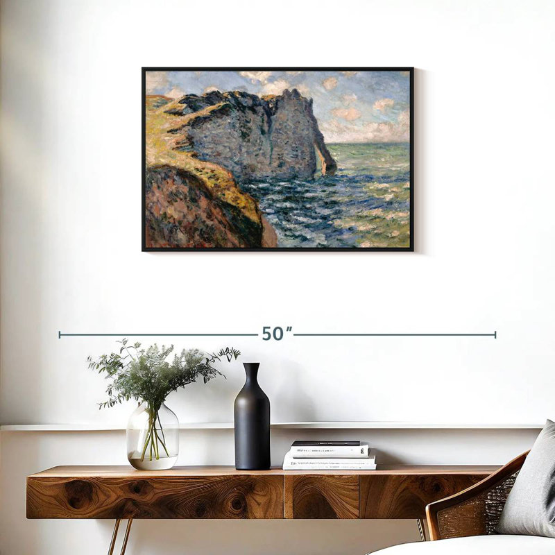 La falaise d'Aval Etretat, Cadre flottant noir, 31 po x 21 po