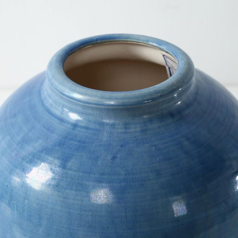 Approx. 11 Inches High Green-Blue Vase with Unfinished Base