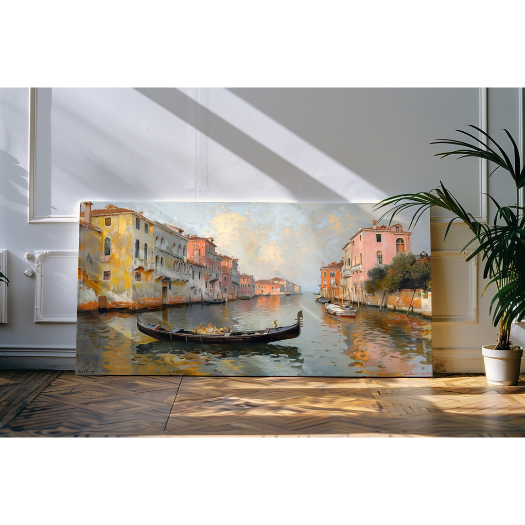 Bilder auf Leinwand 120x60cm Venedig Gondel Italien Kanal Kunstvoll