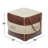 Brown Canvas Text Stuffed Pouf with Leather Accents