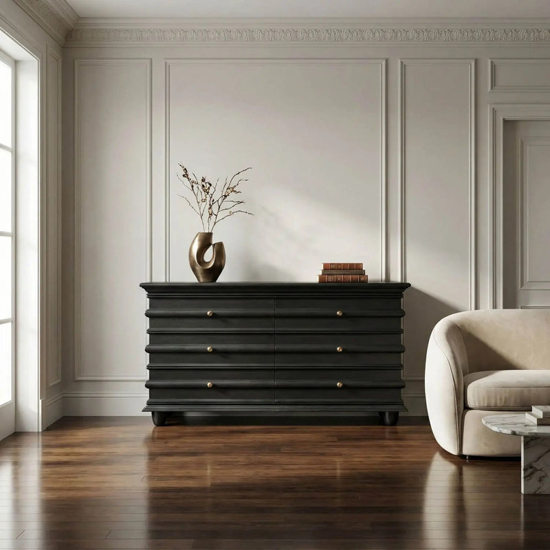 Ascona 6 - Drawer Dresser, Hand Rubbed Black