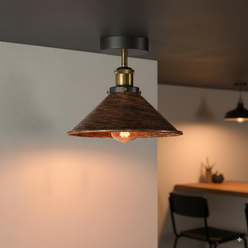 Douchette encastrée industrielle en métal E26, Brushed copper