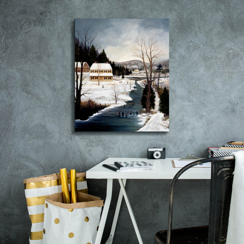  «Ice Fishing» par JL Munro, art mural sur toile, 20 po x 24 po, H 24 po x l 20 po