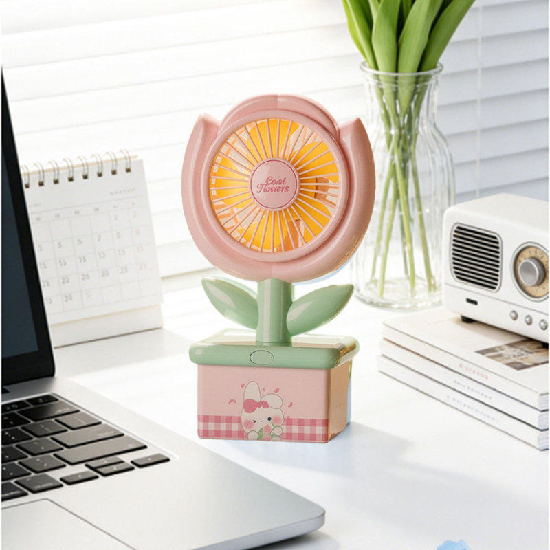Kbndieu Desktop Flower Mini Fan USB Rechargeable Portable Gift Fan Wholesale