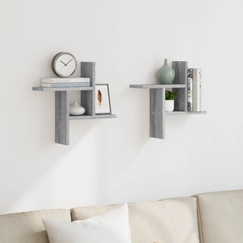 Rocchi Floating Shelf, 38cm H x 38cm W x 12cm, Grey Sonoma