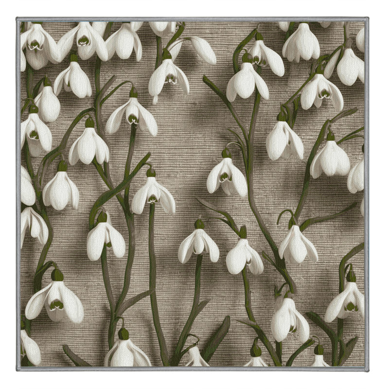 Tapis gris botanique lavable à la machine, Carré 7 pi